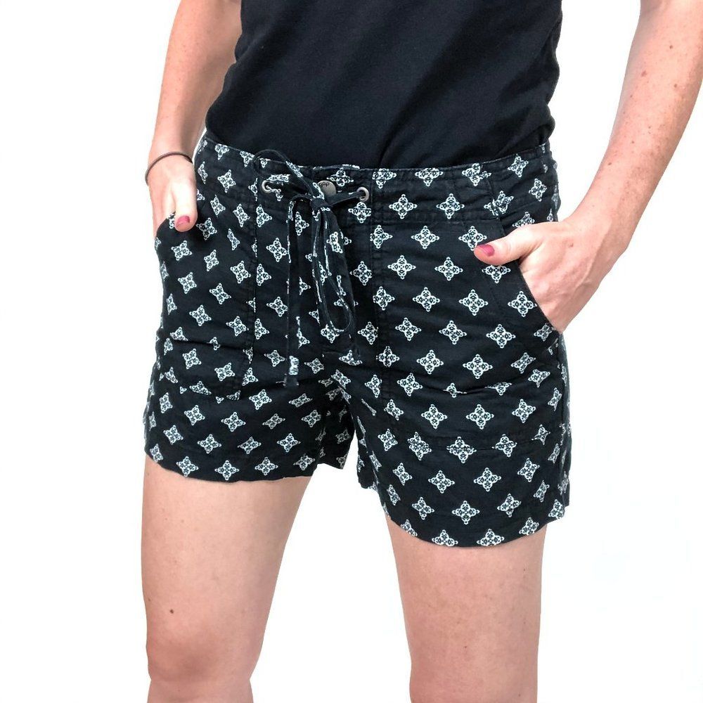 Gap Black White Print Linen Blend Shorts